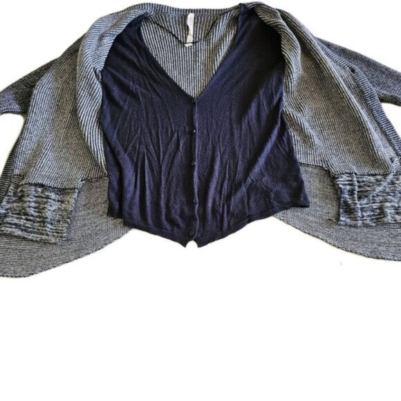 Lululemon Cardigan Women US 6 Marled Navy Knit Ribbed Vestigan Athleisure Cotton - Picture 13 of 16